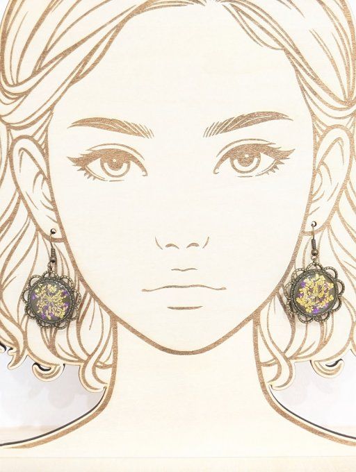 Boucles d'oreilles vintage vraie fleur de dentelle Délia