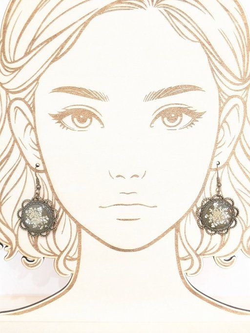 Boucles d'oreilles vraie fleur de carotte Neige