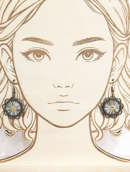 Boucles d'oreilles pâquerette Zara symbole d'amour tendre