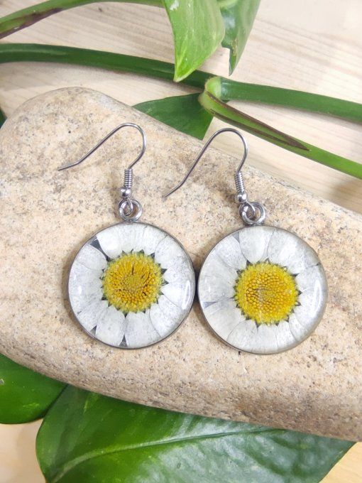 Boucles d'oreilles fleur de Marguerite Blanca