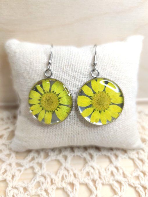 Boucles d'oreilles Fleur de Marguerite Soleil