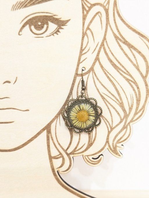 Boucles d'oreilles fleur 20 mm Erigéron Dune