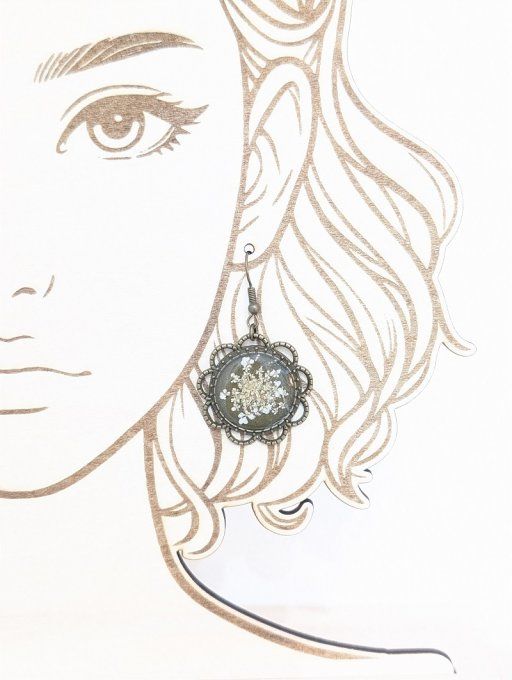 Boucles d'oreilles D20 Fleur de Dentelle Neige