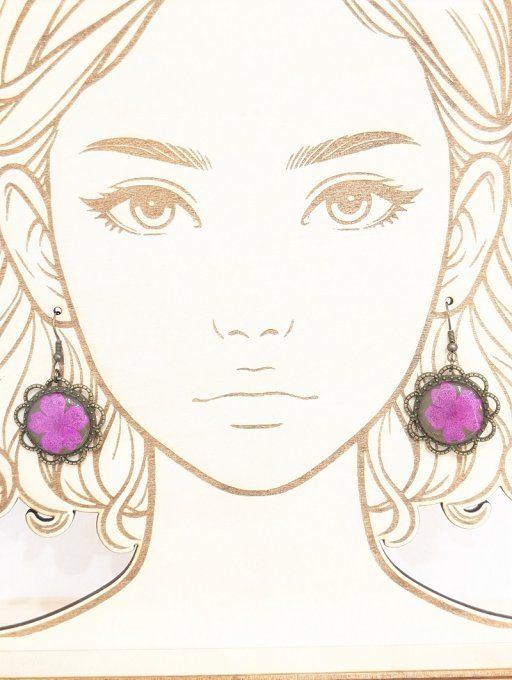 Boucles d'oreilles fleur 20 mm Verveine Rosy