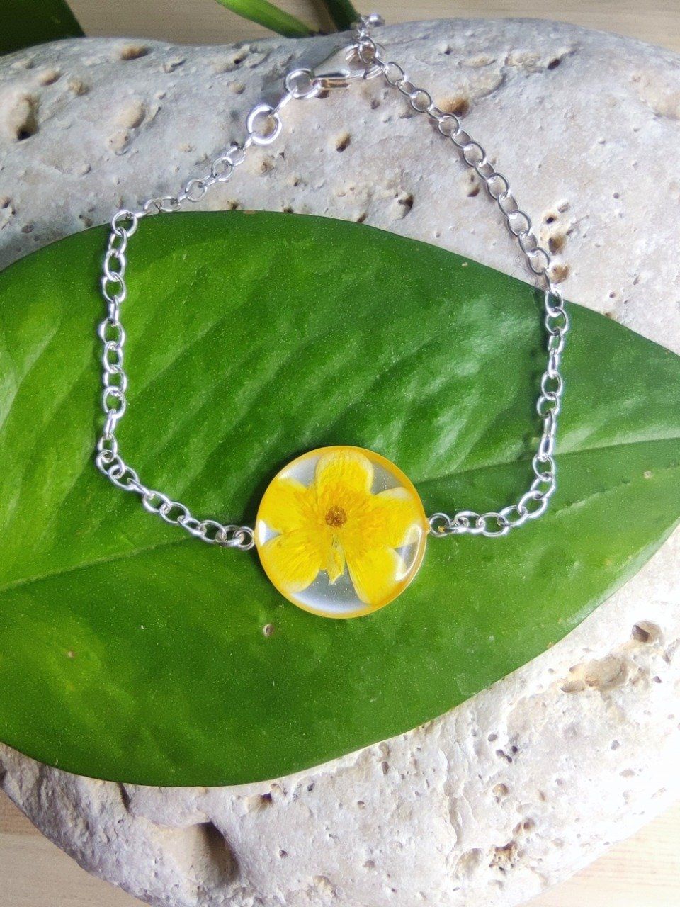 Bracelet D18 Argent 925  Bouton d'or Dory