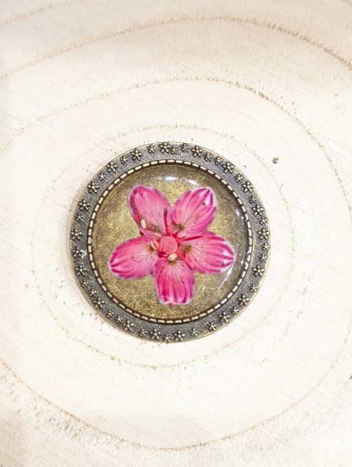 Broche forme fleur Parnassie des Marais Garance