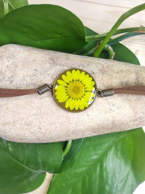 Bracelet de fleur Marguerite Jaune soleil