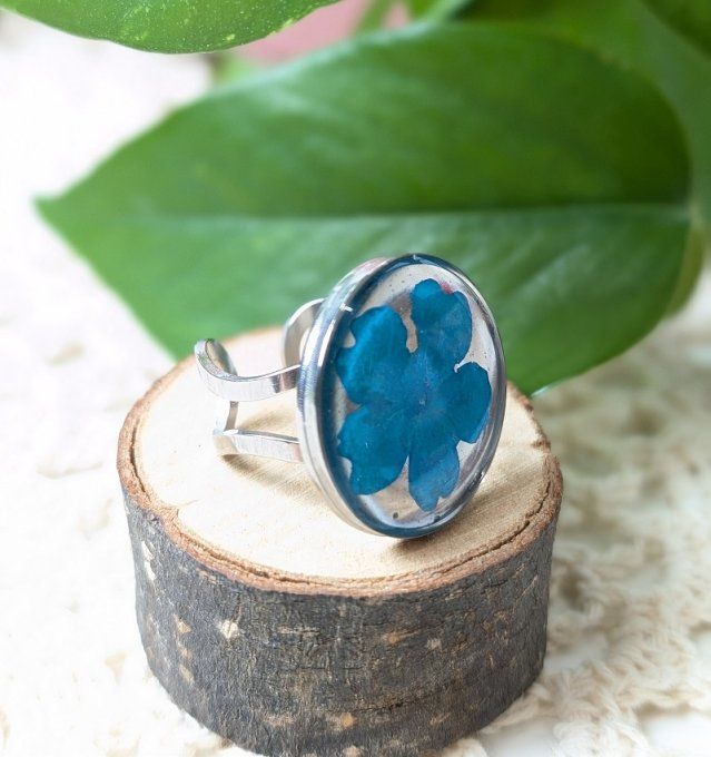 Bague acier inoxydable argenté D20 Fleur de Verveine Célia