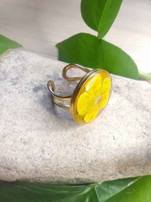 Bague acier inoxydable doré D20 Bouton d'Or Dory