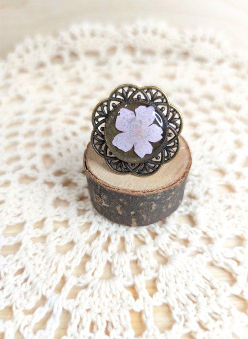 BAGUE FORME FLEUR BRONZE FLEUR DE VERVEINE MARIE-ROSE