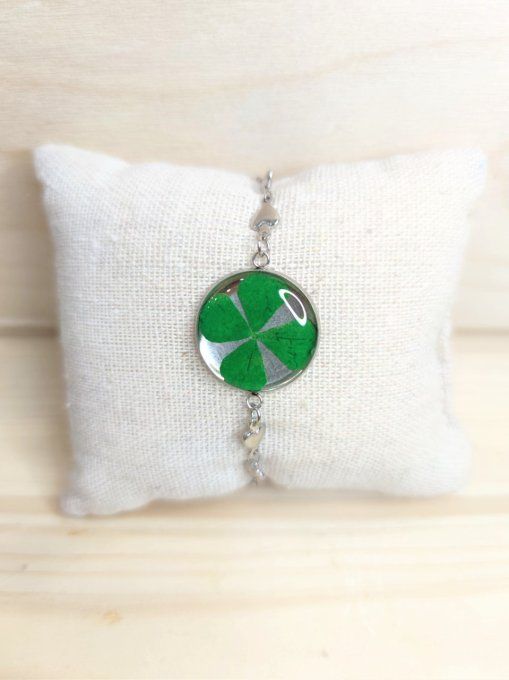 BRACELET EN ACIER INOXYDABLE TREFLE CHANCE