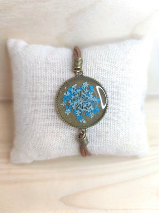 Bracelet croute de cuir fleur de dentelle Lino