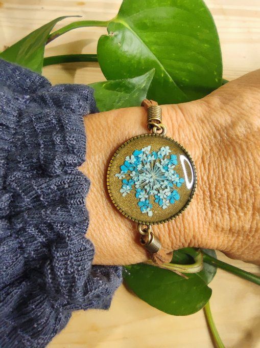 Bracelet cuir M Fleur de Dentelle Lino