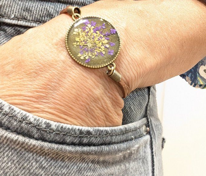 Bracelet bohème véritable fleur de dentelle Delia