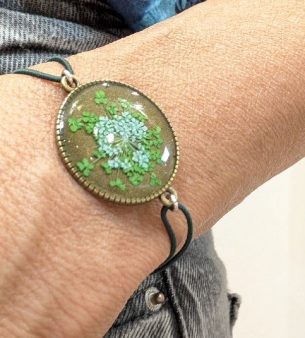 Bracelet élastique réglable véritable fleur de dentelle Jaïa