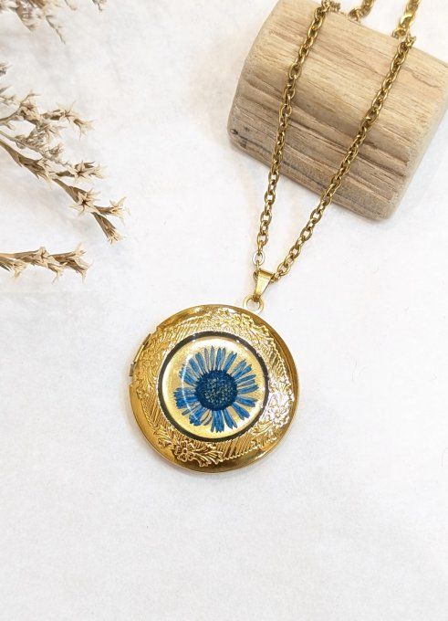 Pendentif médaillon AI OR porte-photo Erigéron Marius