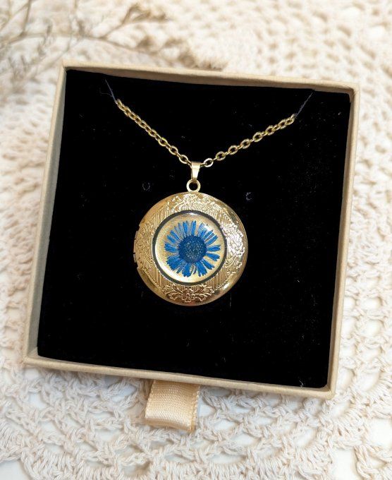 Pendentif médaillon AI OR porte-photo Erigéron Marius