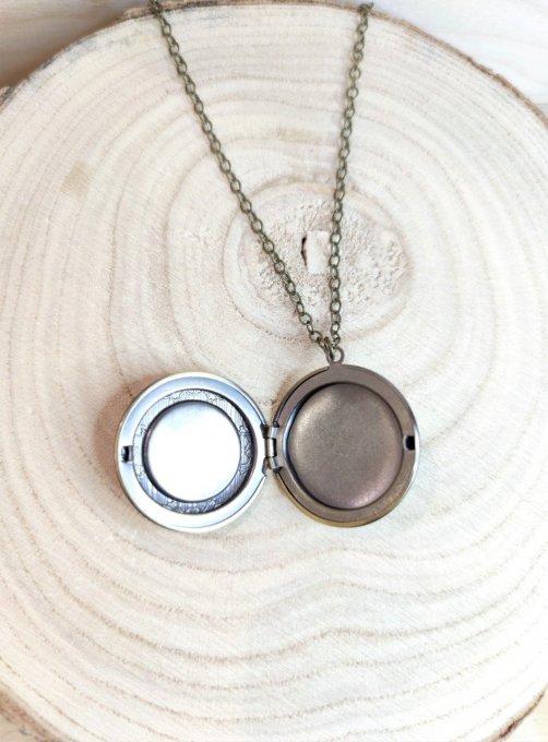 Pendentif médaillon porte-photo Fleur de Verveine Célia